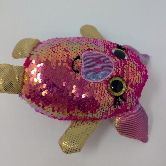 Sequin Pig Plush Pink Gold Glitter Flippable Sequin Cra-Z-Art Stuffed Animal 7" - Picture 5 of 8
